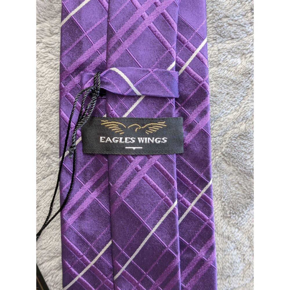 Kansas State Wildcats Purple Silk Tie Eagles Wings NWT Plaid Woven Necktie